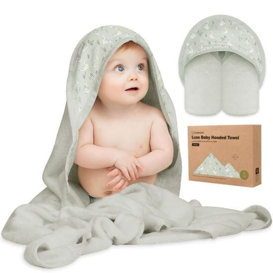 Picture of KeaBabies Baby Hooded Towel - Viscose Derived from Bamboo Baby Towel, Toddler Bath Towel, Infant Towels, Large Hooded Towel, Soft Baby Towels with Hood for Girls, Babies, Newborn Boys (Serenity)