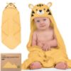Picture of KeaBabies Hooded Baby Towel for Newborn - Viscose Derived from Bamboo Large Baby Bath Towels with Hood for Boys, Girls, Toddler, Extra Absorbent & Soft Newborn Bath Essentials (Tiger)