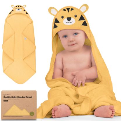 Picture of KeaBabies Hooded Baby Towel for Newborn - Viscose Derived from Bamboo Large Baby Bath Towels with Hood for Boys, Girls, Toddler, Extra Absorbent & Soft Newborn Bath Essentials (Tiger)