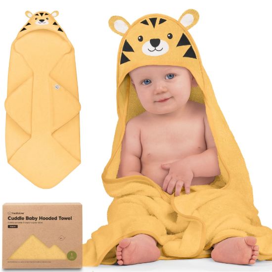 Picture of KeaBabies Hooded Baby Towel for Newborn - Viscose Derived from Bamboo Large Baby Bath Towels with Hood for Boys, Girls, Toddler, Extra Absorbent & Soft Newborn Bath Essentials (Tiger)
