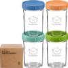 Picture of KeaBabies 4pk 8oz Glass Baby Food Containers with Lids - Leak-Proof, Microwavable Small Glass Jars, Baby Purees & Toddler Snack Storage Containers, BPA-Free, Dishwasher & Freezer Safe (Kea)
