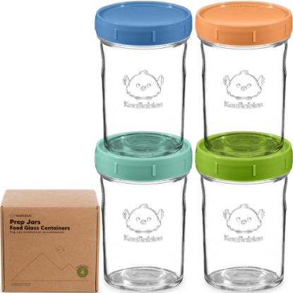 Picture of KeaBabies 4pk 8oz Glass Baby Food Containers with Lids - Leak-Proof, Microwavable Small Glass Jars, Baby Purees & Toddler Snack Storage Containers, BPA-Free, Dishwasher & Freezer Safe (Kea)