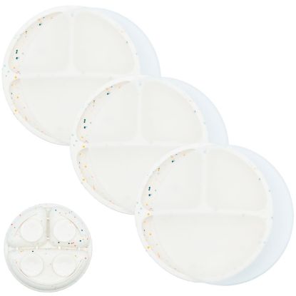 Picture of WeeSprout Suction Plates for Babies With Lids & Toddlers - 100% Silicone, Dinnerware Stays Put, Divided Design for Picky Eaters, Microwave & Dishwasher Friendly, 3 Pack