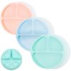 Picture of WeeSprout Suction Plates for Babies With Lids & Toddlers - 100% Silicone, Dinnerware Stays Put, Divided Design for Picky Eaters, Microwave & Dishwasher Friendly, 3 Pack
