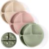 Picture of WeeSprout Suction Plates with Lids for Babies & Toddlers - 100% Silicone, Dinnerware Stays Put, Divided Design for Picky Eaters, Microwave & Dishwasher Friendly, 3 Pack