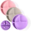 Picture of WeeSprout Suction Plates with Lids for Babies & Toddlers - 100% Silicone, Dinnerware Stays Put, Divided Design for Picky Eaters, Microwave & Dishwasher Friendly, 3 Pack