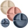 Picture of WeeSprout Suction Plates for Babies & Toddlers - 100% Silicone, Dinnerware Stays Put, Divided Design for Picky Eaters, Microwave & Dishwasher Friendly, 3 Pack