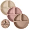 Picture of WeeSprout Suction Plates for Babies & Toddlers - 100% Silicone, Dinnerware Stays Put, Divided Design for Picky Eaters, Microwave & Dishwasher Friendly, 3 Pack