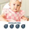 Picture of Tiny Twinkle Mess-Proof Baby Bib - Waterproof Bib for Baby Girl - Machine Washable - Adjustable Closure - PFAS, PVC, BPA, Phthalate Free - Baby Food Bibs (3 Pack, Checkers Girl)