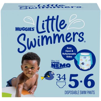 Picture of Huggies Little Swimmers Disposable Swim Diapers, Size 5-6 (32+ lbs), 34 Ct (2 packs of 17), Packaging May Vary
