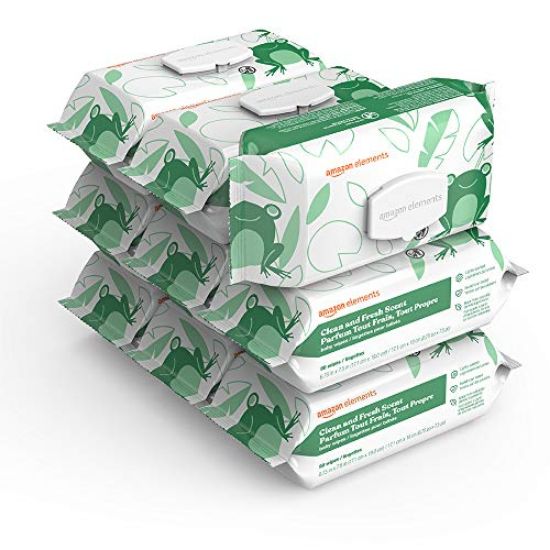 Picture of Amazon Elements Baby Wipes, Clean and Fresh Scent, 810 Count