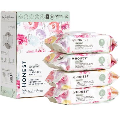 Picture of The Honest Company Clean Conscious Multi-Use Wipes | Hypoallergenic + Unscented for Sensitive Skin | Over 99% Water, Compostable, Plant Based, Baby Wipes | Rose Blossom, 288 Count