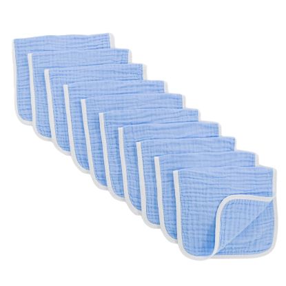 Picture of Synrroe Burp Cloths Large, Muslin Burp Cloths for Baby Girls and Boys, Pack of 10 Extra Absorbent and Soft Muslin, 6 Layers 20 by 10 Inches 100% Cotton (Blue 10 Pack)