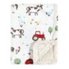 Picture of Hudson Baby Unisex Baby Plush Mink and Sherpa Blanket, Boy Farm Animals, One Size