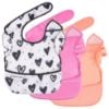 Picture of Tiny Twinkle Mess-Proof Baby Bib - Waterproof Bib for Baby Girl - Machine Washable - Adjustable Closure - PVC, BPA, & Phthalate Free - Great for Travel - Baby Food Bibs (3 Pack, Girl Hearts)