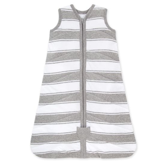 Picture of Burt's Bees Baby Baby Beekeeper Wearable Blanket, 100% Organic Cotton, Swaddle Transition Sleeping Bag, Quilted Grey Rugby, Medium