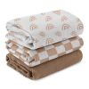 Picture of Muslin Swaddle Blankets for Newborn, 3 Pack Breathable Soft Receiving Blanket, Large 38 x 40 inches Swaddle Wrap Burping Clothes Diapers, Essentials Infant Shower Items, Toddler Gift (Rainbow & Grid)