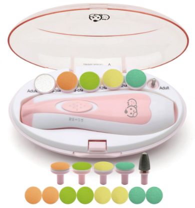 Picture of Baby Nail Trimmer 21 in 1, Usage Labeled Case & 13 Extra Replacement Tools, Royal Angels Baby Electric Nail File, Baby Nail Care, Nail Clipper Newborn Toddler Toes & Fingernails Nail Kit (Pink)