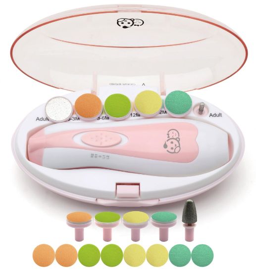 Picture of Baby Nail Trimmer 21 in 1, Usage Labeled Case & 13 Extra Replacement Tools, Royal Angels Baby Electric Nail File, Baby Nail Care, Nail Clipper Newborn Toddler Toes & Fingernails Nail Kit (Pink)
