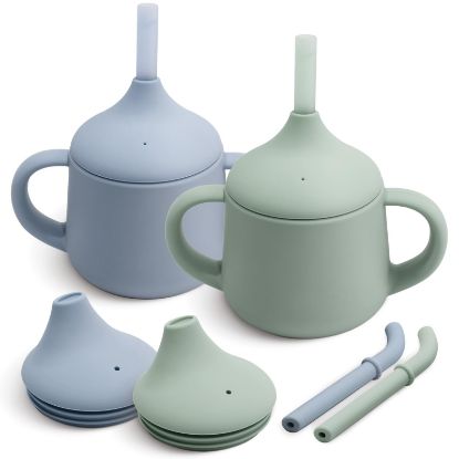 Picture of Moonkie Silicone Baby Sippy Cups | 3 Stages Training Cup Straw Cup for Infants Toddlers and Kid | 4 oz 2Pack