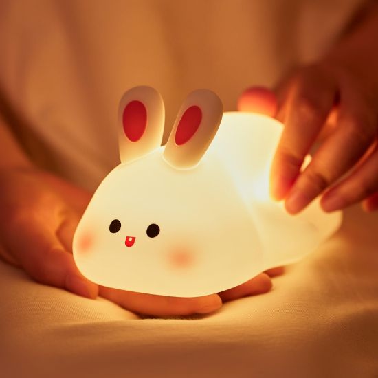 Picture of NesveCit Ghost Night Light, Adorable LED Night Lamp, Silicone Dimmable Nursery Nightlight for Nursery, Silicone Rechargeable Bedside Touch Night Lights for Halloween Decor