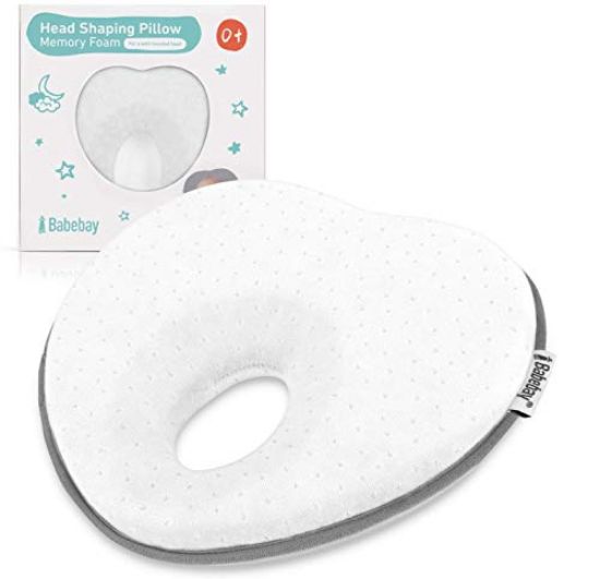 Picture of Baby Pillow for Newborn Infant,Head Shaping Pillow for Flat Head Syndrome Prevention,3D Memory Foam for Head and Neck Support Pillow,Heart Shaped 0-12 Months White