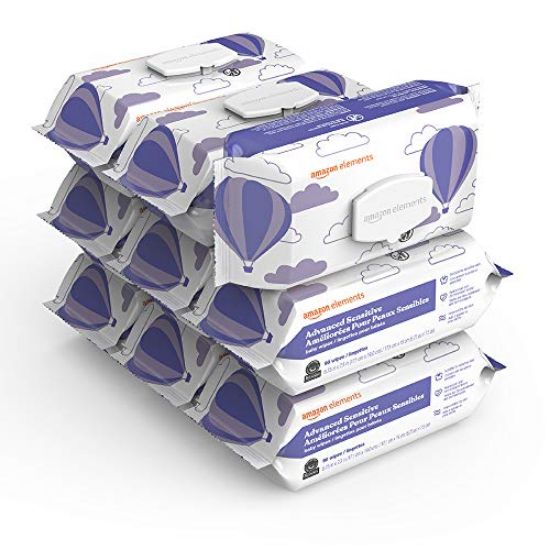 Picture of Amazon Elements Baby Wipes, Advanced Sensitive, 810 Count