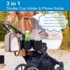 Picture of Accmor Stroller Cup Holder with Phone Holder, Bike Cup Holder, Universal Cup Holder for Uppababy Nuna Doona Strollers, 2-in-1 Cup Phone Holder for Stroller, Bike, Wheelchair, Walker, Scooter