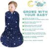 Picture of BSTOPPT Newborn Sleep Sack Baby Swaddle,Swaddle me 0-3 Month,3-Way Adjustable Wearable Blanket,100% Rayon Cotton Swaddling Sleeping Bag，TOG 0.5 (Starry Sky, 0-3 Months)