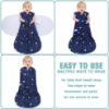 Picture of BSTOPPT Newborn Sleep Sack Baby Swaddle,Swaddle me 0-3 Month,3-Way Adjustable Wearable Blanket,100% Rayon Cotton Swaddling Sleeping Bag，TOG 0.5 (Starry Sky, 0-3 Months)