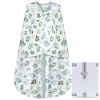 Picture of BSTOPPT Newborn Sleep Sack Baby Swaddle,Swaddle me 0-3 Month,3-Way Adjustable Wearable Blanket,100% Rayon Cotton Swaddling Sleeping Bag，TOG 0.5 (Leaf, 0-3 Months)