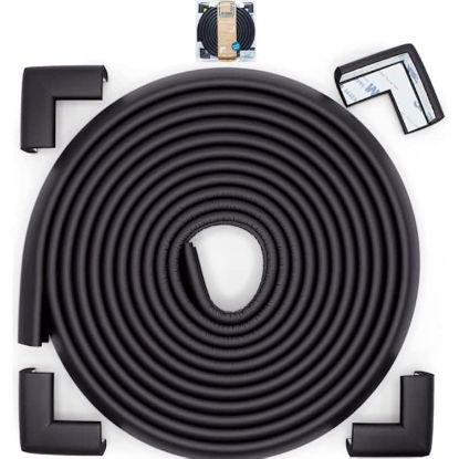 Picture of Roving Cove Slim-Fit Corner Edge Protector for Baby Proofing (Small 15ft Edge 4 Corners), Furniture Safety Bumper Guard, Soft NBR Rubber Foam, 3M Adhesive, Onyx Black
