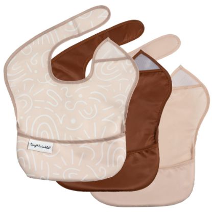 Picture of Tiny Twinkle Mess-Proof Baby Bib - Waterproof Bib for Baby Girl or Boy- Machine Washable - Adjustable Closure - PVC, BPA, & Phthalate Free - Great for Travel - Baby Food Bibs (3 Pack,Zen Garden)