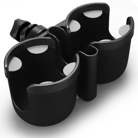 Picture of Accmor Stroller Cup Holder with Phone Holder, Universal Cup Holder for Uppababy Nuna Doona Strollers, 2-in-1 Bottle Phone Holder for Bike, Wheelchair, Walker, Scooter