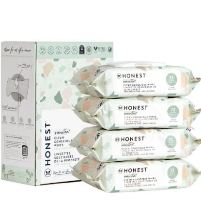 Picture of The Honest Company Clean Conscious Multi-Use Wipes | Hypoallergenic + Unscented for Sensitive Skin | Over 99% Water, Compostable, Plant Based, Baby Wipes | Geo Mood, 288 Count