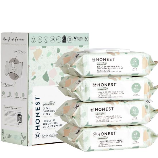 Picture of The Honest Company Clean Conscious Multi-Use Wipes | Hypoallergenic + Unscented for Sensitive Skin | Over 99% Water, Compostable, Plant Based, Baby Wipes | Geo Mood, 288 Count