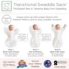 Picture of SwaddleDesigns Transitional Swaddle Sack, Arms Up Half-Length Sleeves & Mitten Cuffs, Swaddle for Newborn Transition to Baby Sleep Sack Wearable Blanket, Small, 0-3 mo, 6-14 lb, Pink Tiny Triangles