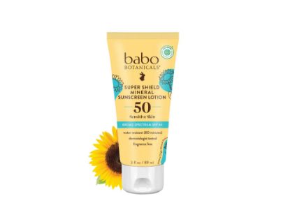 Picture of Babo Botanicals Sheer Mineral Sunscreen Lotion SPF 50 - Natural Zinc Oxide - Extra Sensitive Skin - Lightweight - Water Resistant - Fragrance-Free - EWG Verified- Sheer application