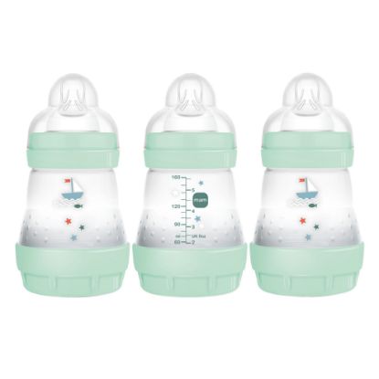 Picture of MAM 5oz Easy Start Anti-Colic Baby Bottles, Slow Flow, Breastfeeding-Like Silicone Nipple Bottle, Reduces Colic, Gas, & Reflux, Easy-to-Clean, BPA-Free, Vented Baby Bottles for Newborns, 0-3 Months