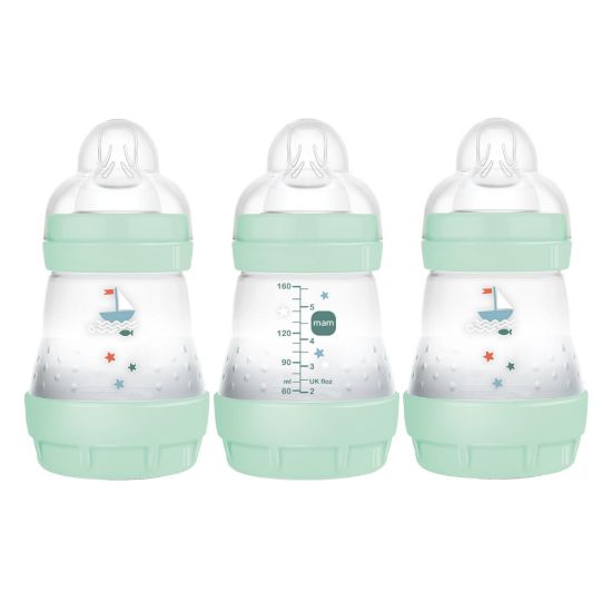 Picture of MAM 5oz Easy Start Anti-Colic Baby Bottles, Slow Flow, Breastfeeding-Like Silicone Nipple Bottle, Reduces Colic, Gas, & Reflux, Easy-to-Clean, BPA-Free, Vented Baby Bottles for Newborns, 0-3 Months