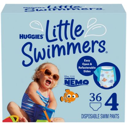 Picture of Huggies Little Swimmers Disposable Swim Diapers, Size 4 (24-34 lbs), 36 Ct (2 packs of 18), Packaging May Vary