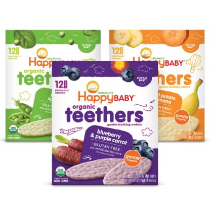 Picture of Happy Baby Organics Teether, 3 Flavor Variety Pack, 12 Count (Pack of 3)