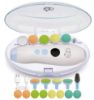 Picture of Rechargeable 22 in 1 Baby Nail Trimmer, Usage Labeled Case, 13 Extra Replacement Tools, Royal Angels Electric Nail File with LCD display, Newborn Toddler Nail Care Clipper Kit (Rechargeable,WhiteBlue)