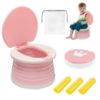 Picture of portable, foldable potty seat for toddler, Training Toilet Seat Emergency Toilet for Car, Camping, Outdoor, indoor (pink, small)