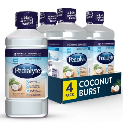 Picture of Pedialyte Electrolyte Drink, Hydration Drinks for Kids & Adults, Coconut Burst, 1 Liter, Pack of 4