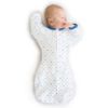 Picture of SwaddleDesigns Transitional Swaddle Sack, Arms Up Half-Length Sleeves & Mitten Cuffs, Swaddle for Newborn Transition to Baby Sleep Sack Wearable Blanket, Small, 0-3 month, 6-14 lb, Blue Tiny Triangles