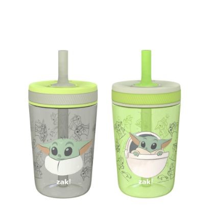 Picture of Zak Designs Star Wars The Mandalorian Kelso Toddler Cups For Travel or At Home, 15oz 2-Pack Durable Plastic Sippy Cups With Leak-Proof Design is Perfect For Kids (Baby Yoda, Grogu)