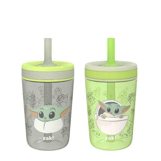 Picture of Zak Designs Star Wars The Mandalorian Kelso Toddler Cups For Travel or At Home, 15oz 2-Pack Durable Plastic Sippy Cups With Leak-Proof Design is Perfect For Kids (Baby Yoda, Grogu)
