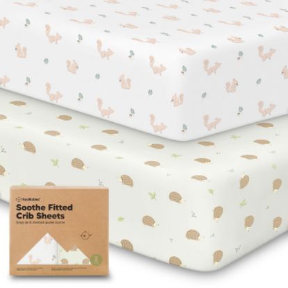 Picture of KeaBabies 2-Pack Organic Crib Sheets for Boys, Girls - 52x28 Fitted Crib Mattress Sheet Neutral, Breathable Jersey Cotton Cover for Baby Bed, Toddler Mattress, Soft & Cute Prints (Nibbles/Bruce)