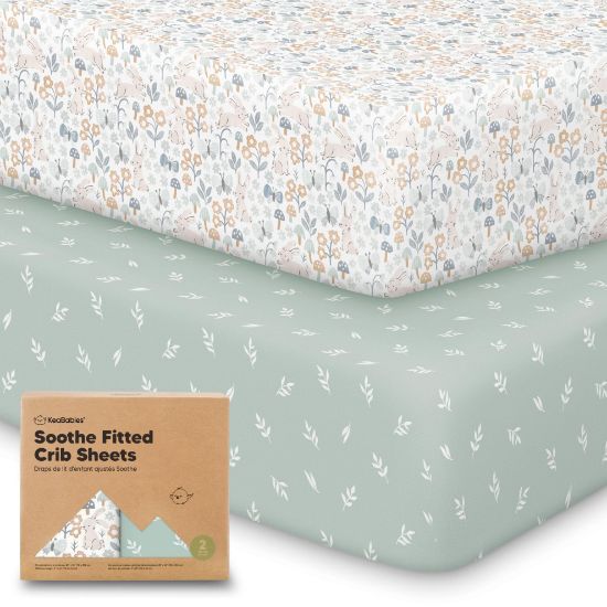Picture of KeaBabies 2-Pack Organic Crib Sheets for Boys, Girls - 52x28 Fitted Crib Mattress Sheet Neutral, Breathable Jersey Cotton Cover for Baby Bed, Toddler Mattress, Soft & Cute Prints (Prairie)
